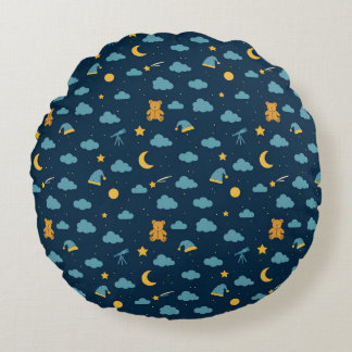 Round Snuggle Pillow – Celestial Teddy Adventure Rundes Kissen