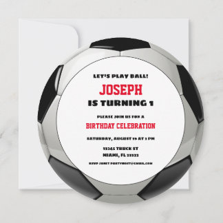 Round Soccer Ball Geburtstag Einladung