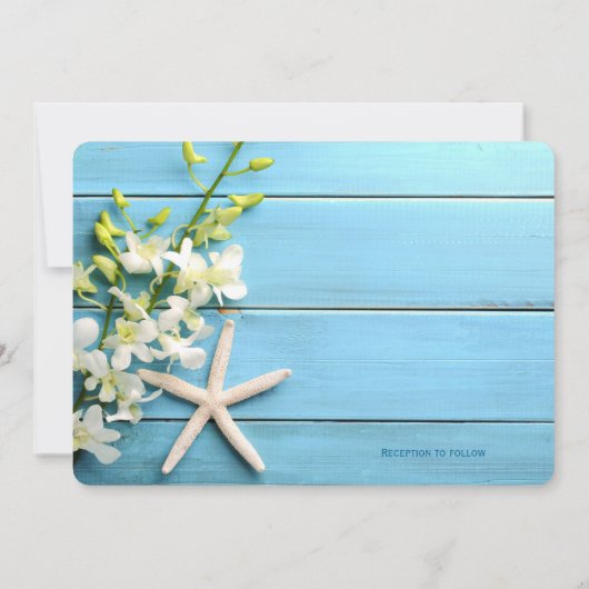 Round Starfish Beach Hochzeit Einladung Orchid (Rückseite)