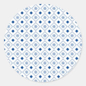 Round sticker design featuring a blue and white (Vorderseite)