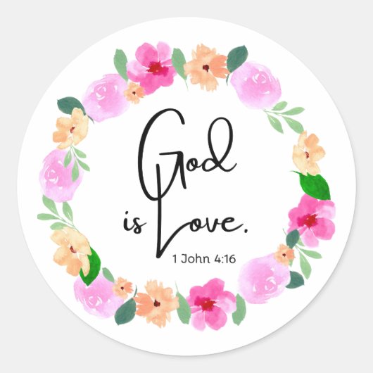 Round Sticker God is Love Bible Verse (Vorderseite)