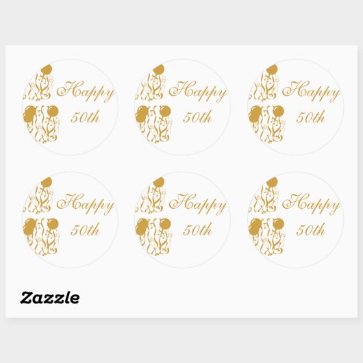 Round Sticker Happy 50h Jubiläum (Blatt)