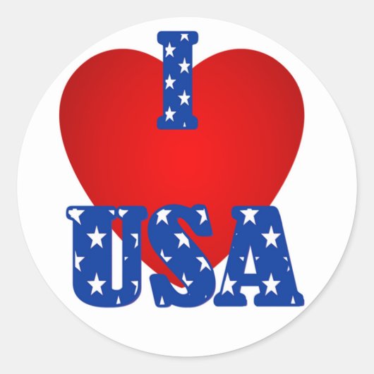 Round Sticker/I Heart USA Runder Aufkleber (Vorderseite)