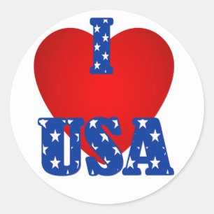 Round Sticker/I Heart USA Runder Aufkleber