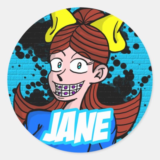 Round Sticker Jane (Vorderseite)
