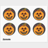 Round Stickers Happy Halloween Lächeln Pumpkin (Blatt)