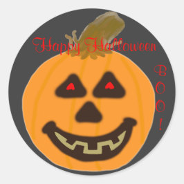 Round Stickers Happy Halloween Lächeln Pumpkin