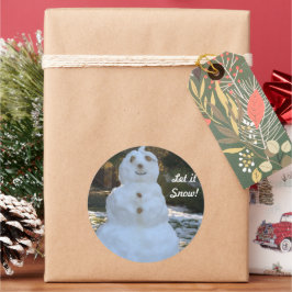 Round Stickers Let it Snow Snowman