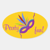 Round Stickers Lila Mask Feathers Mardi Gras Fun (Vorderseite)