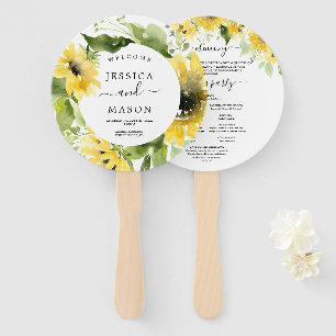 Round Sunflower Wedding Program Fan Fächer