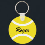 Round tennis ball keychain | Personalizable name Schlüsselanhänger<br><div class="desc">Yellow tennis ball keychain gifts for tennis players,  coach and fans. Add your own personalized text like a funny slogan,  quote,  joke,  saying or name. Cute Birthday party favor for men women and kids. (boy or girl),  Custom key chains with sports design.</div>