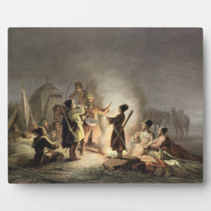 Round the Camp Fire (colour litho) Fotoplatte