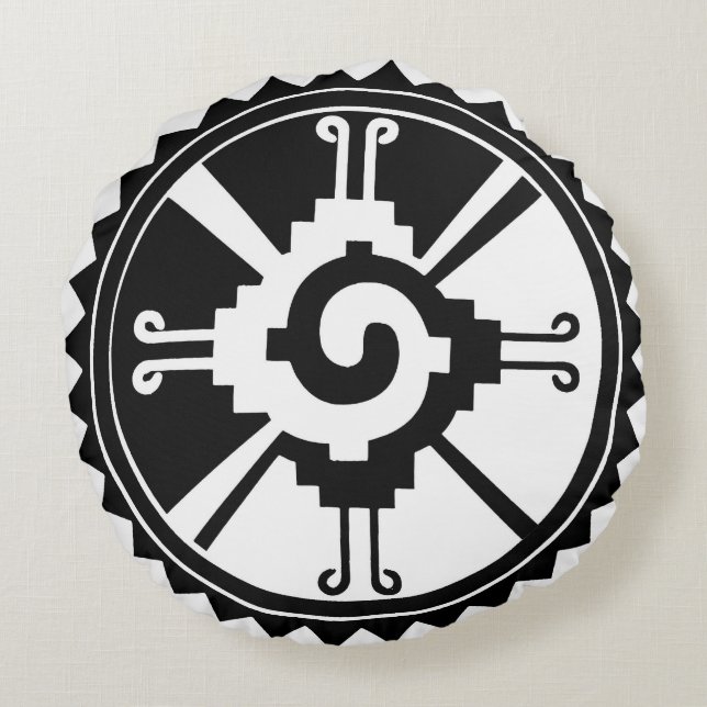 Round Throw Pillow Mayan Hunab Ku Rundes Kissen (Rückseite)