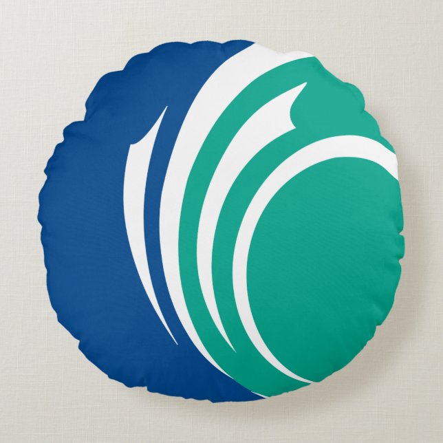 Round Throw Pillow with flag of Ottawa Rundes Kissen (Vorderseite)