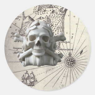 Round Treasure Island Map mit Skull Stickers