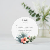 Round Tropical RSVP Card Stackable Invitations  Einladung (Stehend Vorderseite)