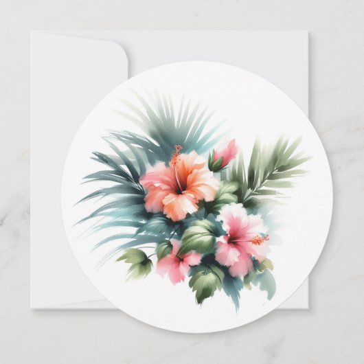 Round Tropical RSVP Card Stackable Invitations Einladung (Rückseite)