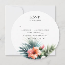Round Tropical RSVP Card Stackable Invitations  Einladung