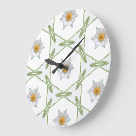 Round Wall Clock - Geometric Daisy Design Große Wanduhr (Winkel)