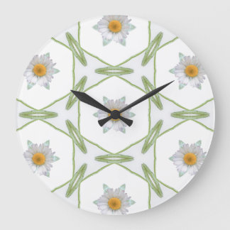 Round Wall Clock - Geometric Daisy Design Große Wanduhr
