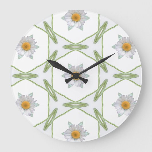 Round Wall Clock - Geometric Daisy Design Große Wanduhr (Vorderseite)