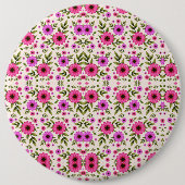 Round wall clock with a vibrant floral design button (Vorderseite)