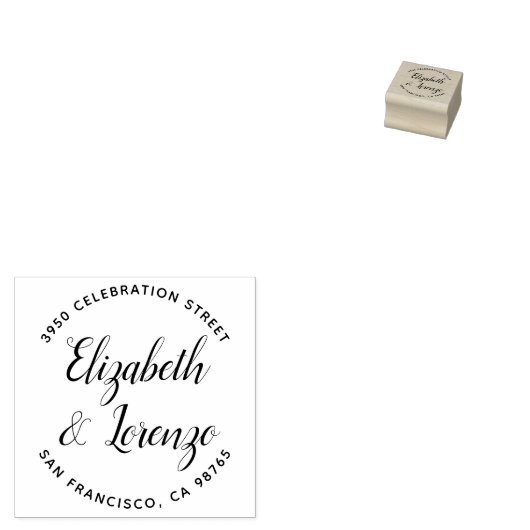 Round Wedding Script-Rücksendeadresse Gummistempel (Stempel)