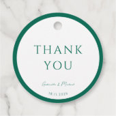 Round White und Emerald Green Vielen Dank Geschenkanhänger (Rückseite)