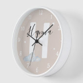 Round White Wood Frame Neutral Nursery Wall Clock Uhr (Winkel)