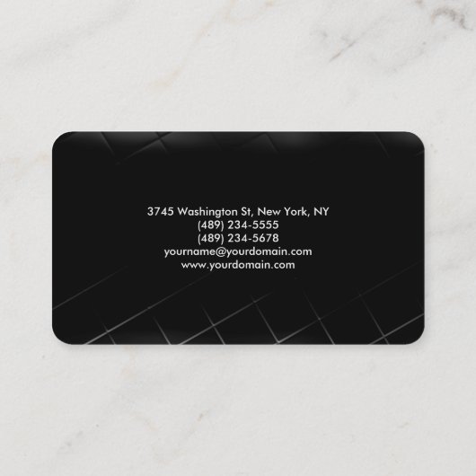 RoundCorner Black Beruflich Minimalistisch Visitenkarte (Rückseite)
