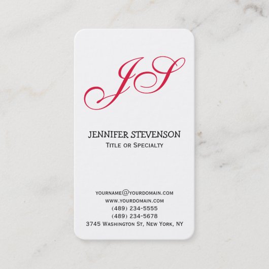 RoundCorner Crimson Red Monogram Business Card Visitenkarte (Vorderseite)