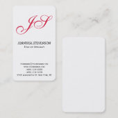 RoundCorner Crimson Red Monogram Business Card Visitenkarte (Vorne/Hinten)