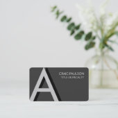RoundCorner Gray Monogram Business Card Visitenkarte (Stehend Vorderseite)