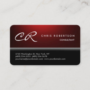 RoundCorner Monogram Black Red Business Card Visitenkarte