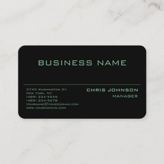 Roundecenter Green Rich Black Business Card Visitenkarte (Vorderseite)
