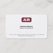 Rounded Background Monogramm (tiefrot) Visitenkarte (Rückseite)