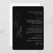 Rounded Black Elegant Wedding Menu Einladung (Vorne/Hinten)