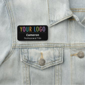 Rounded Black Name Tag mit Logo-Button oder Magnet Namensschild (Beispiel)