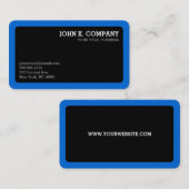 Rounded Blue Border Black Minimal Beruflich Visitenkarte (Vorne/Hinten)