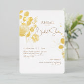 Rounded Botanical Brautparty Gold Foil Folieneinladung (Stehend vorne)