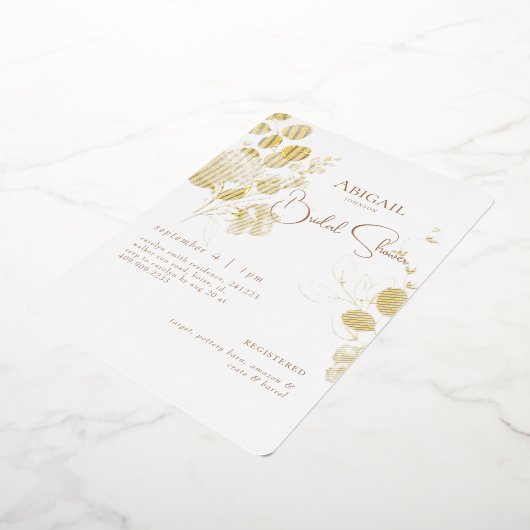 Rounded Botanical Brautparty Gold Foil Folieneinladung (Gedreht)