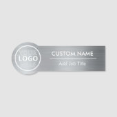 Rounded Brushed Metallic Silver Clothes Mitarbeite Namensschild (Vorderseite)