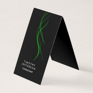 Rounded Corner Black Green Curves Elegant Moderne Visitenkarten