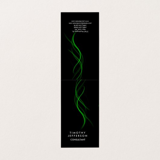 Rounded Corner Black Green Curves Elegant Moderne Visitenkarten (Außenseite Aufgefaltet)