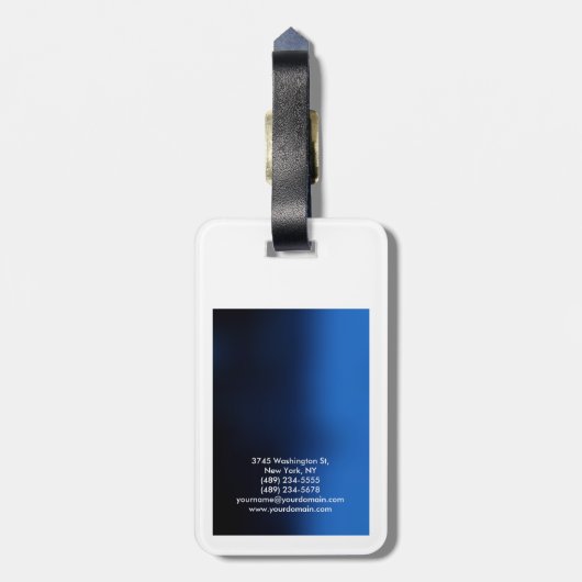 Rounded Corner Blue White Gepäckanhänger (Rückseite vertikal)