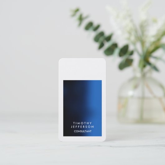 Rounded Corner Blue White Visitenkarte (Stehend Vorderseite)