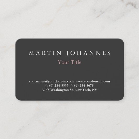 Rounded Corner Elegante Gray Business Card Visitenkarte (Vorderseite)