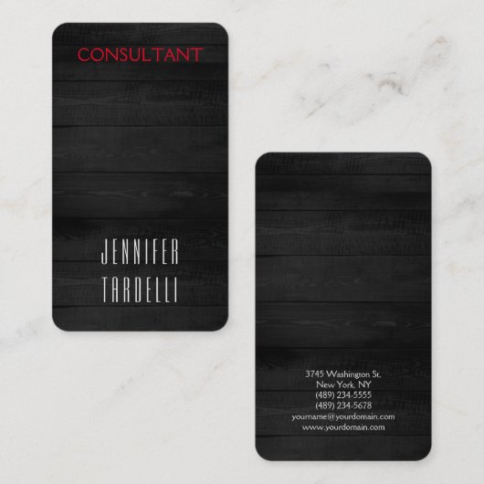 Rounded Corner Gray Holz Hintergrund Elegant Visitenkarte (Vorne/Hinten)