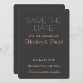 Rounded Corner Gray Rett Datum Einladung Hochzeit (Vorne/Hinten)