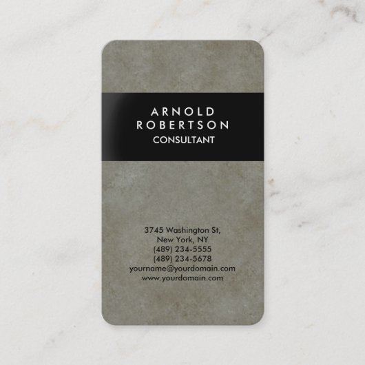 Rounded Corner Gray Stone Wand Schwarz Elegant Visitenkarte (Vorderseite)